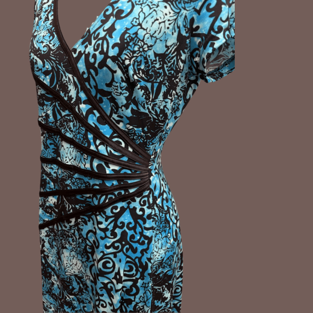 Connected Apparel Dress | Blue Paisley | Size 4P | Vintage Y2K - Picture 5 of 5